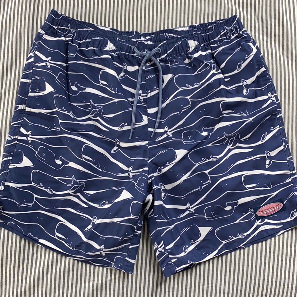 Vineyard Vines Navy Whale Swim Trunks Medium